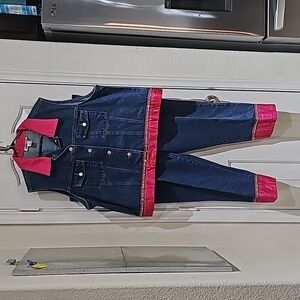 Adriana sport vintage set of jeans and vest embroidered size 20/22